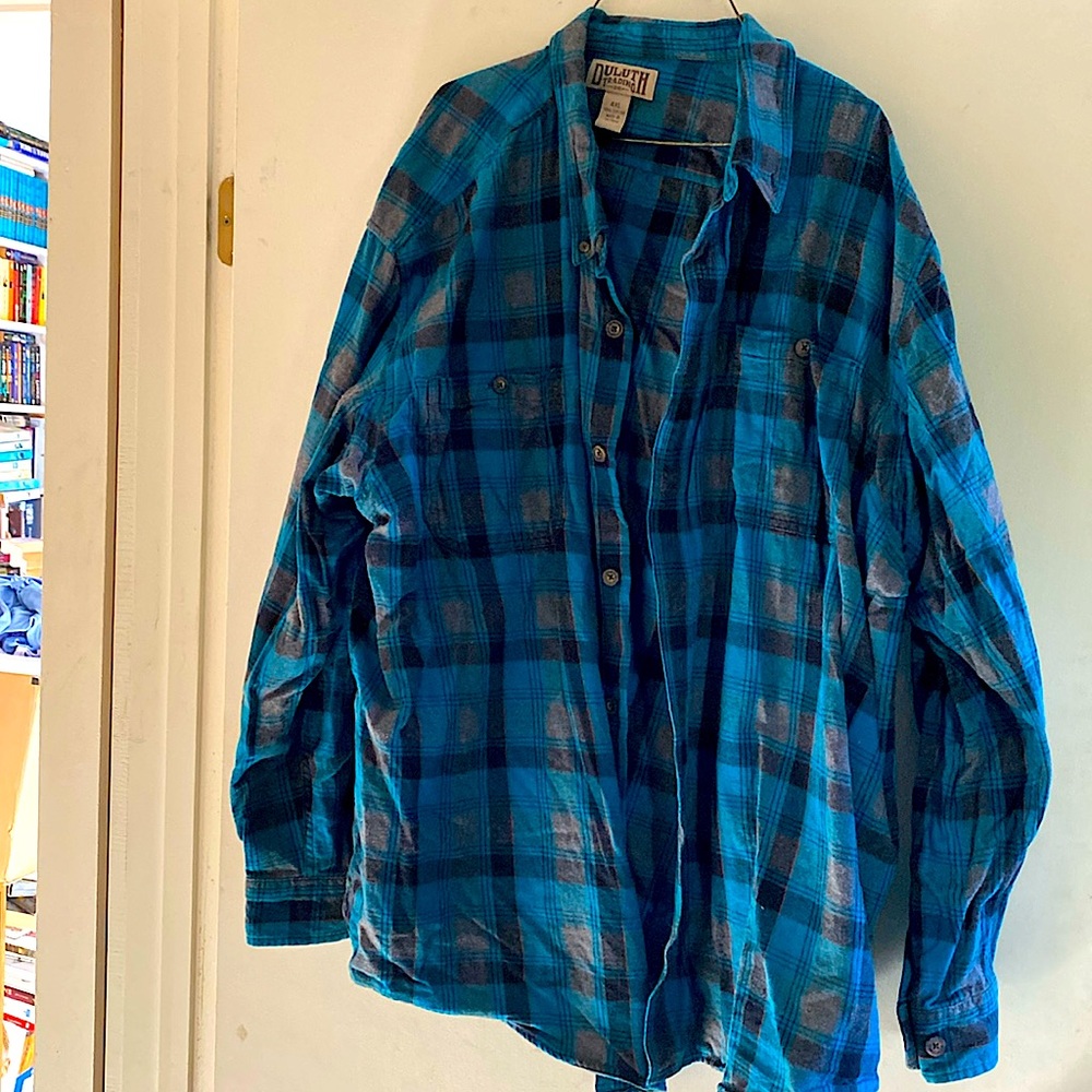 Duluth Trading Blue Men’s Flannel 4X
